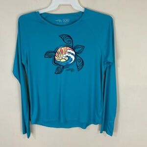 Reef Life Turquoise Turtle Beach Shirt Size XL